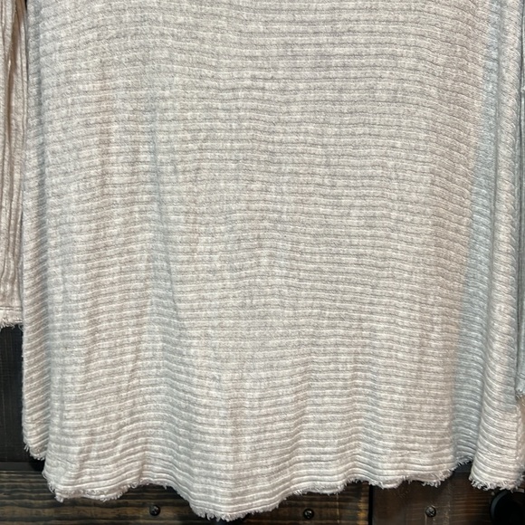 Free People We The Free Lover Top S Grey Ribbed Split Back Oversized Boho Slouch - Picture 4 of 11